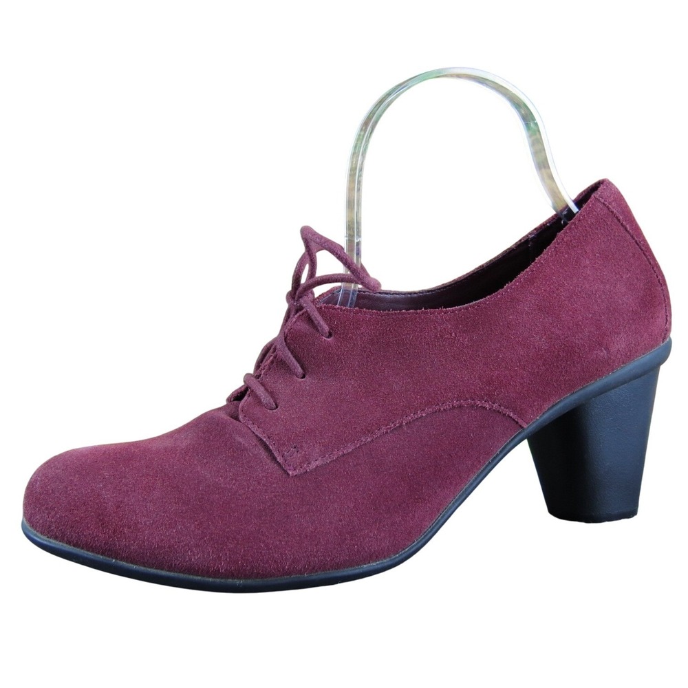 Vionic Maura Women Shoes Ankle Booties 10 M Orthopedic Burgundy Suede Lace Up
